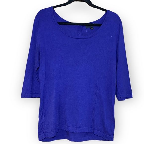 2for$30 BANANA REPUBLIC Royal Blue 3/4 Sleeve Button Detail Top Size Large - Picture 3 of 10